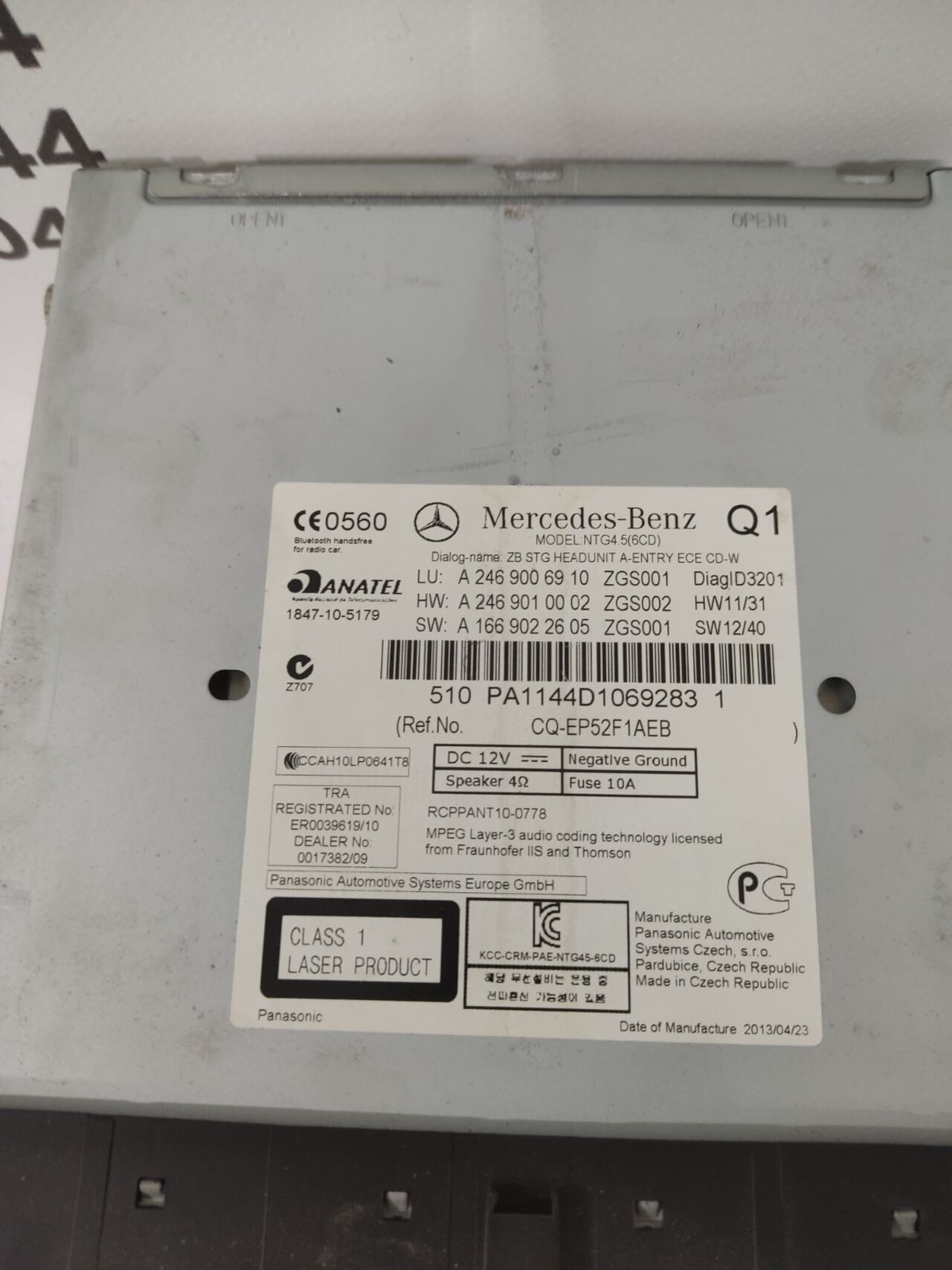 Б/У Магнітофон MERCEDES A180 A246 900 69 10